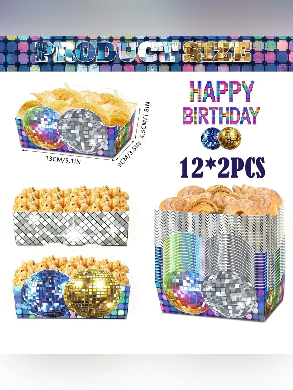 Disco Ball Snack Box Party Tray - Multicolor